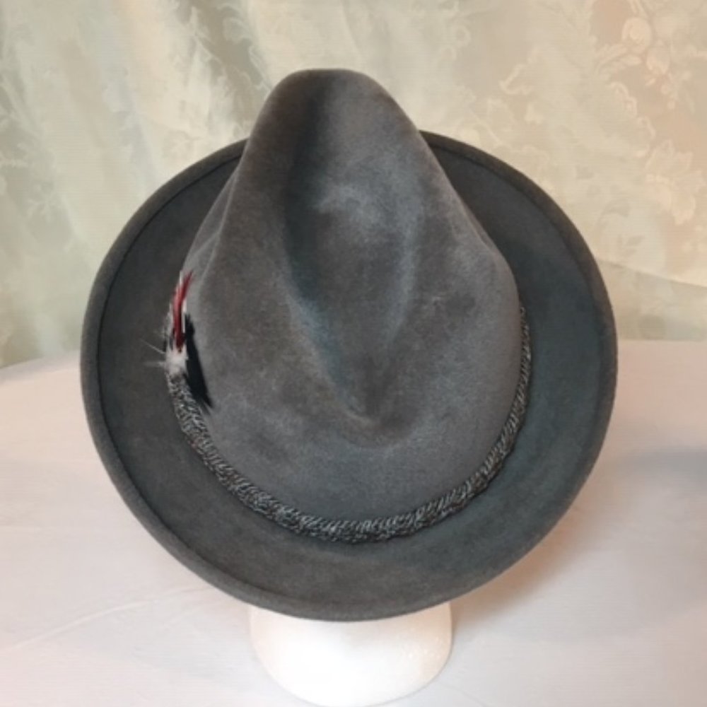 RARE Vintage STETSON Sovereign Gray Felt Fur Fedora Hat - Picture 3 of 16